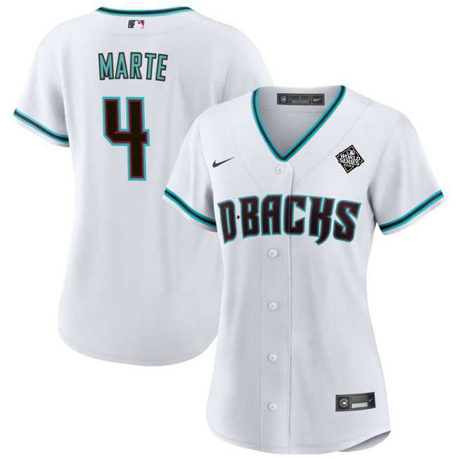 Women%27s Arizona Diamondbacks #4 Ketel Marte White 2023 World Series Stitched Jersey(Run Small) Dzhi